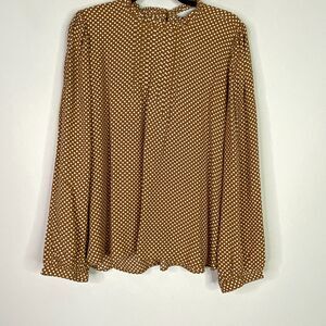 New LOFT Dotted Pintucked Long Sleeve Blouse Women's Size Large